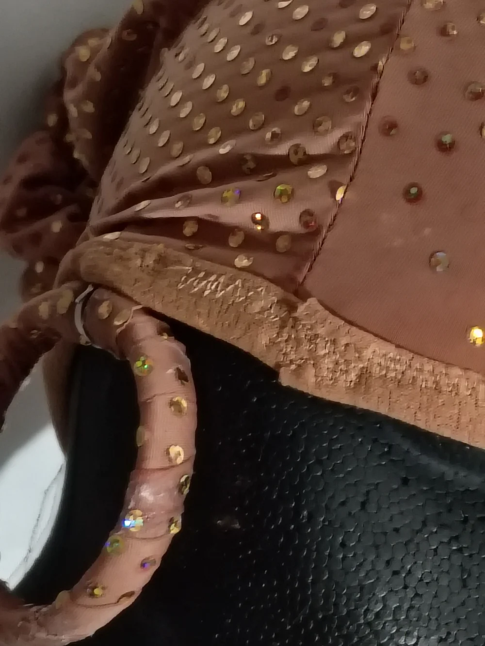 Women’s Fashion Headscarf with Gold Dots - Pink Brown